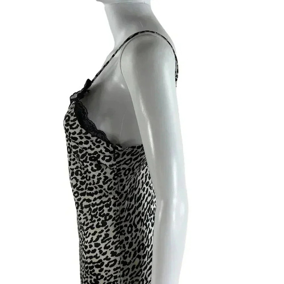 Y2K Crescent L Slip Dress Animal Print Side Zipper Sweetheart Lace Neck and Hem - Picture 4 of 16